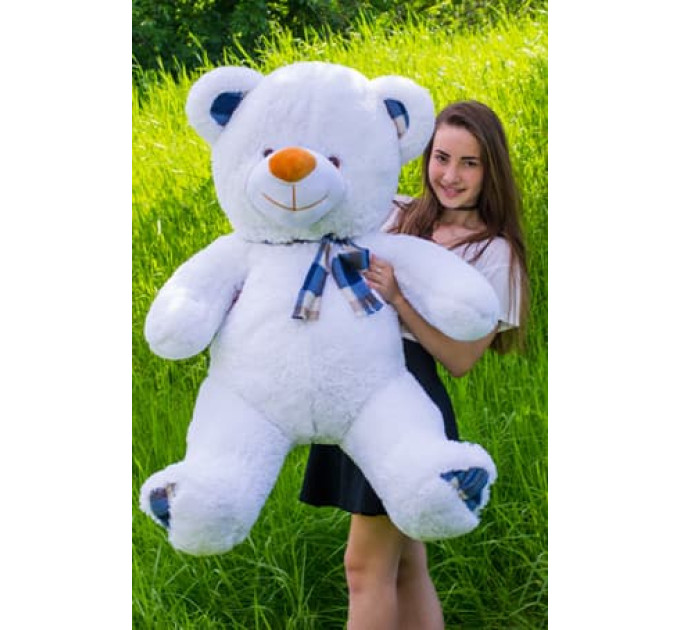 Плюшевый мишка Клетка 130 см (белый)