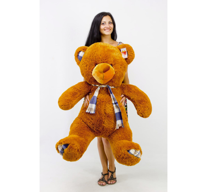 Плюшевый мишка Клетка 130 см (коричневый)
