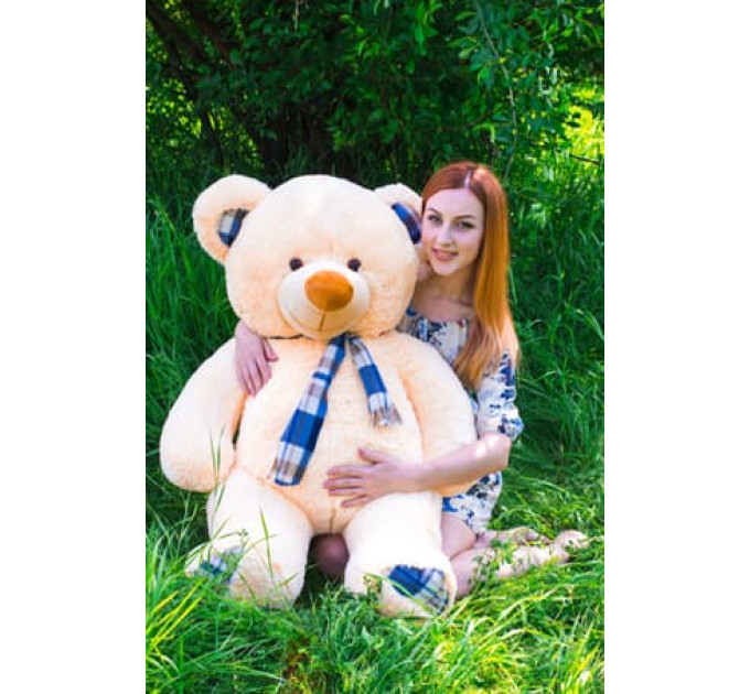 Плюшевий ведмедик Клітинка 130 см (кремовий)