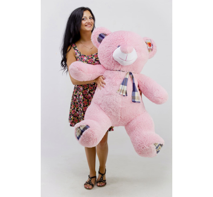 Плюшевий ведмедик Клітинка 130 см (рожевий)