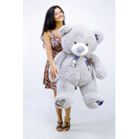 Плюшевый мишка Клетка 130 см (серый)