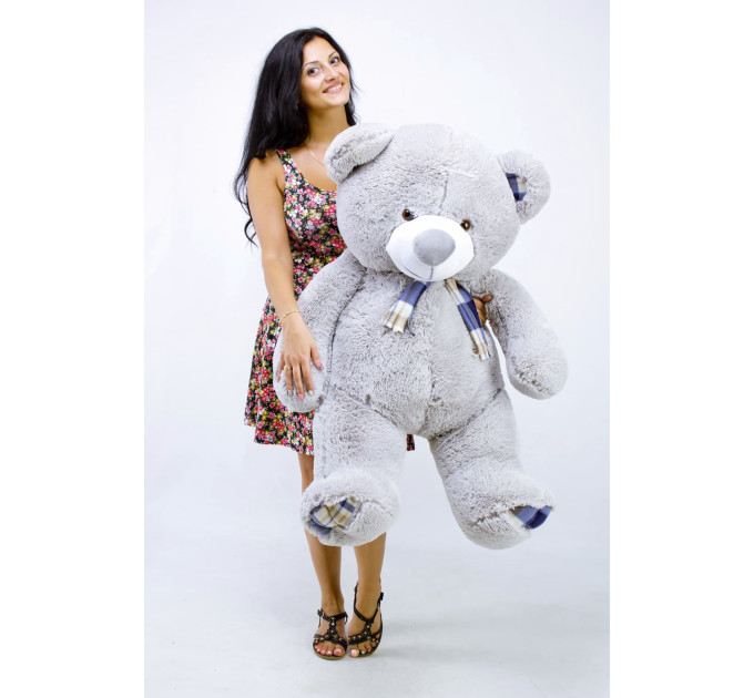Плюшевый мишка Клетка 130 см (серый)