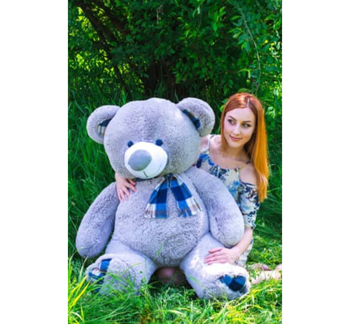 Плюшевый мишка Клетка 130 см (серый)