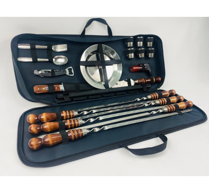 Набор шампуров и посуды для пикника 2в1