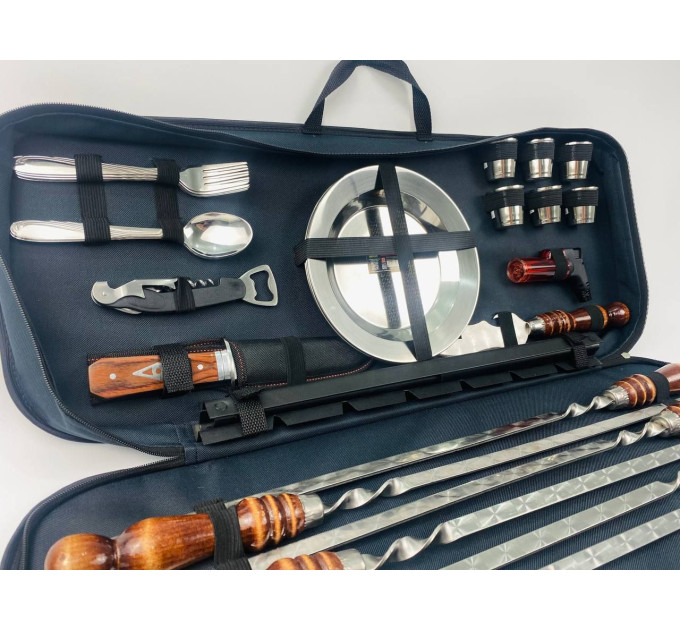 Набор шампуров и посуды для пикника 2в1