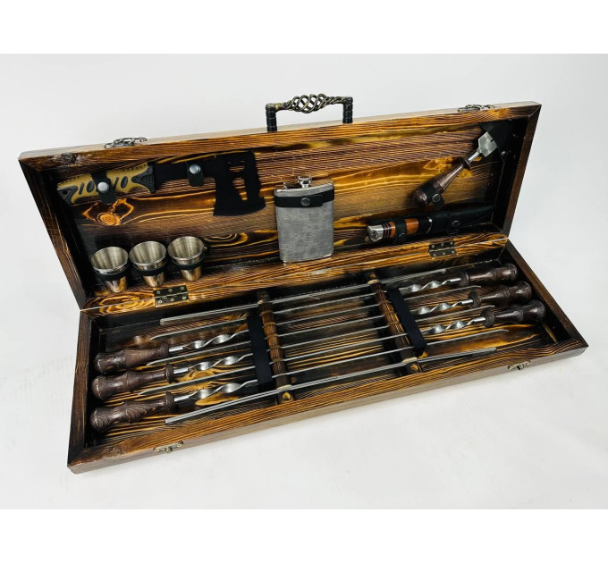 Набор шампуров в кейсе "Венге"