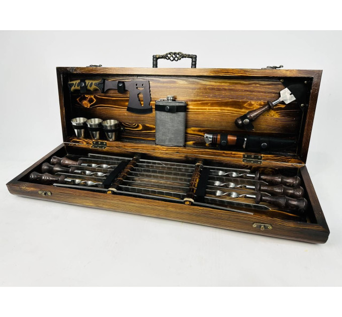 Набор шампуров в кейсе "Венге"