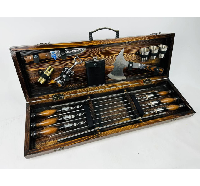 Набор шампуров в кейсе "Волк"