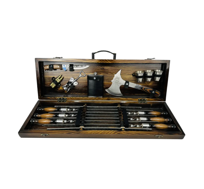 Набор шампуров в кейсе "Волк"