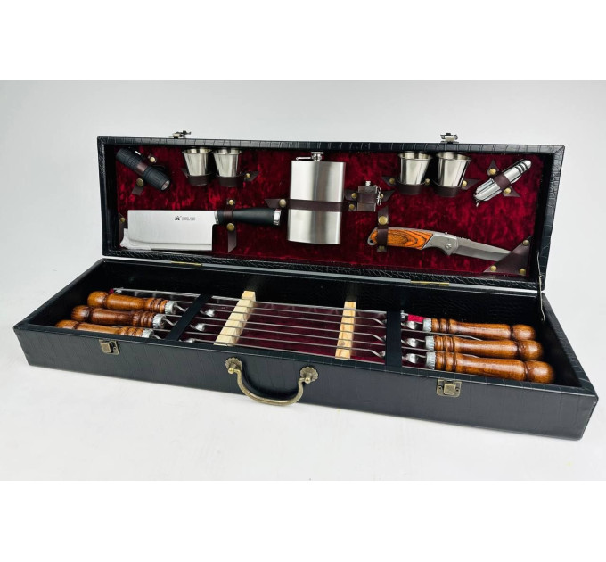 Набор шампуров в кожаном кейсе "VIP 6"