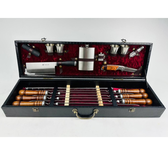 Набор шампуров в кожаном кейсе "VIP 6"