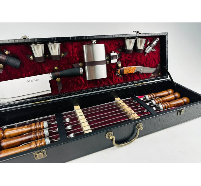 Набор шампуров в кожаном кейсе "VIP 6"