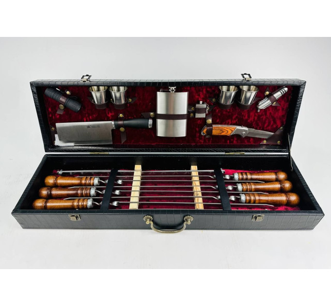 Набор шампуров в кожаном кейсе "VIP 6"