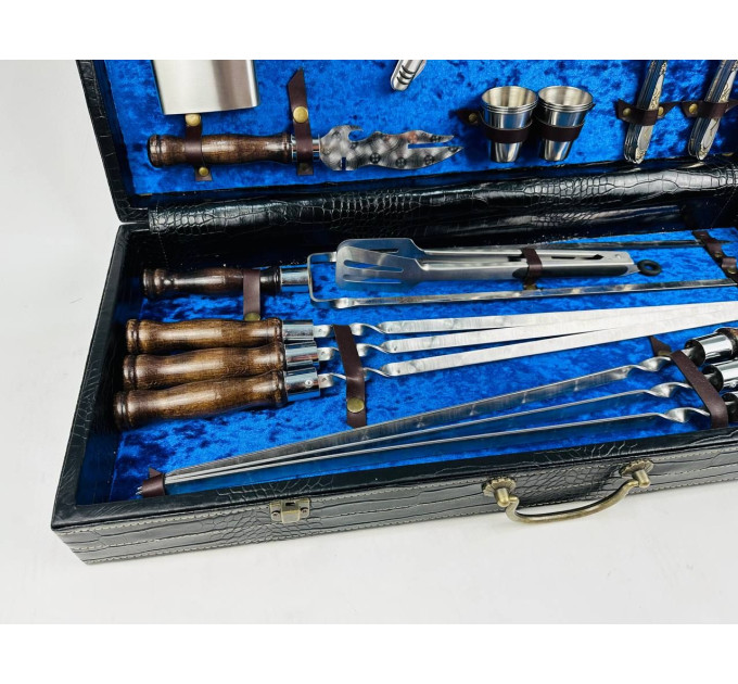 Набор шампуров в кожаном кейсе "VIP 8"