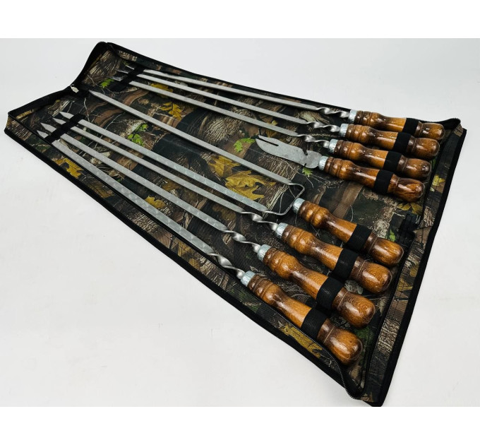 Набор в чехле "Кизляр" (6 шт, двойной шампур, вилка-нож)