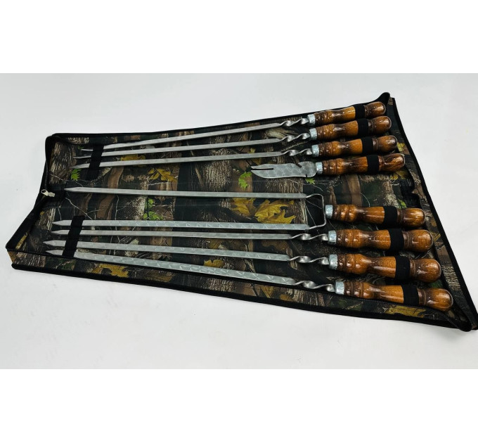 Набор в чехле "Кизляр" (6 шт, двойной шампур, вилка-нож)