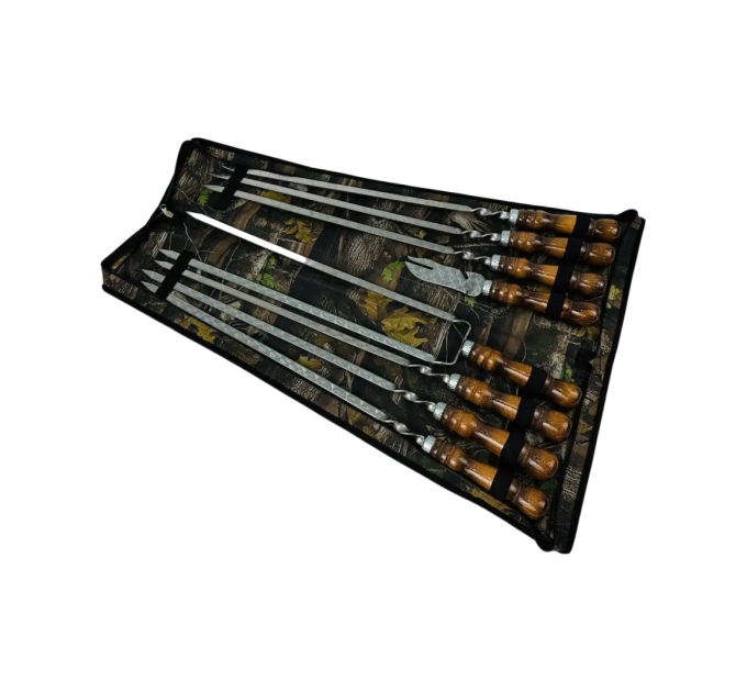 Набор в чехле "Кизляр" (6 шт, двойной шампур, вилка-нож)