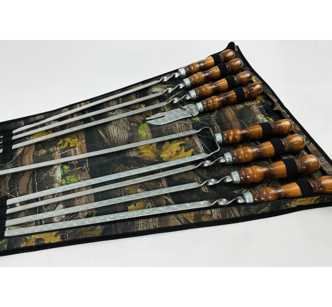 Набор в чехле "Кизляр" (6 шт, двойной шампур, вилка-нож)