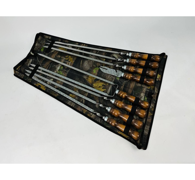 Набор в чехле "Кизляр" (6 шт, двойной шампур, вилка-нож)