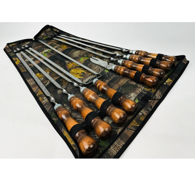 Набор в чехле "Кизляр" (6 шт, двойной шампур, вилка-нож)