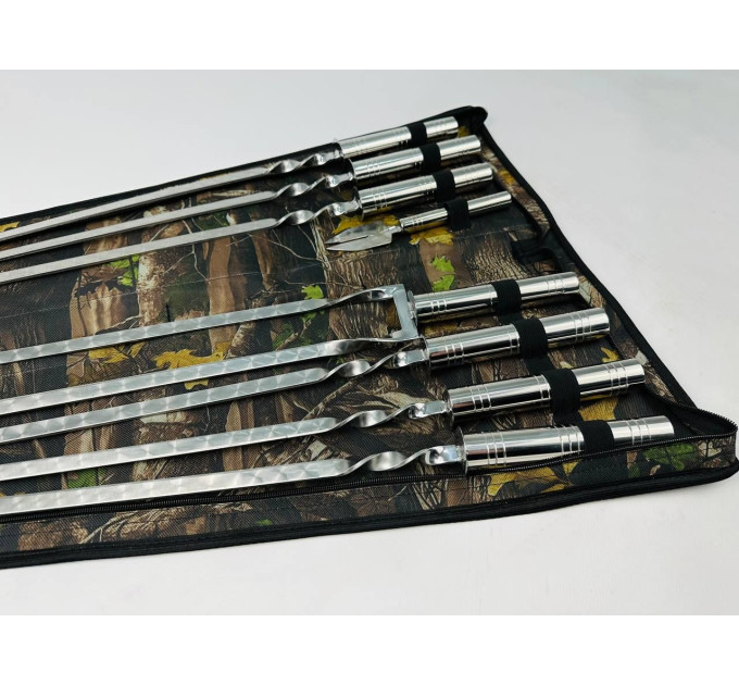 Набор в чехле "Серебро" (6 шт, двойной шампур, вилка для снятия)