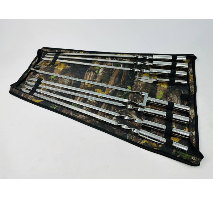 Набор в чехле "Серебро" (6 шт, двойной шампур, вилка для снятия)