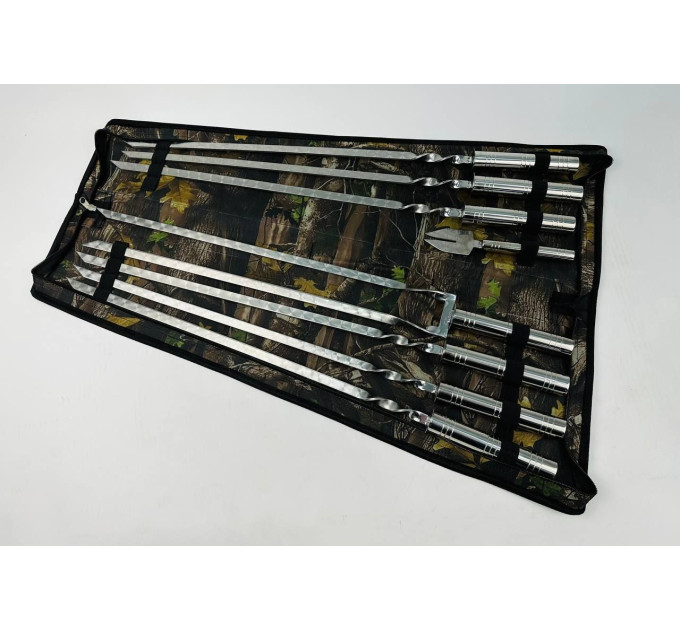 Набор в чехле "Серебро" (6 шт, двойной шампур, вилка для снятия)