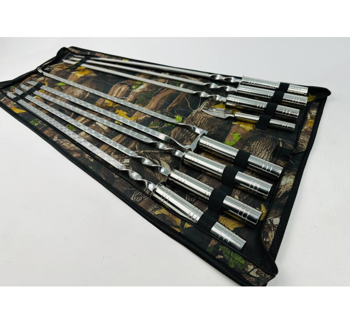 Набор в чехле "Серебро" (6 шт, двойной шампур, вилка для снятия)