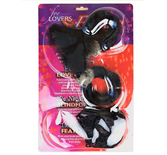 Набір Любов Fantasy чорний (ручники, перо, трусики)