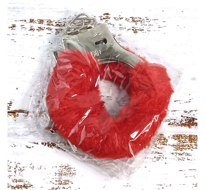 Наручники меховые без коробки (красные)