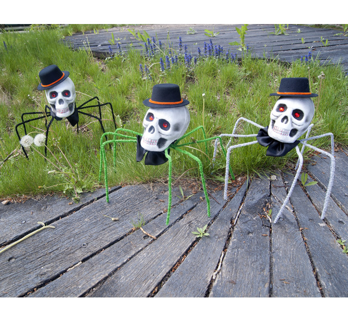 Павук готичний Король темряви 72см з черепом (сірий) 09949