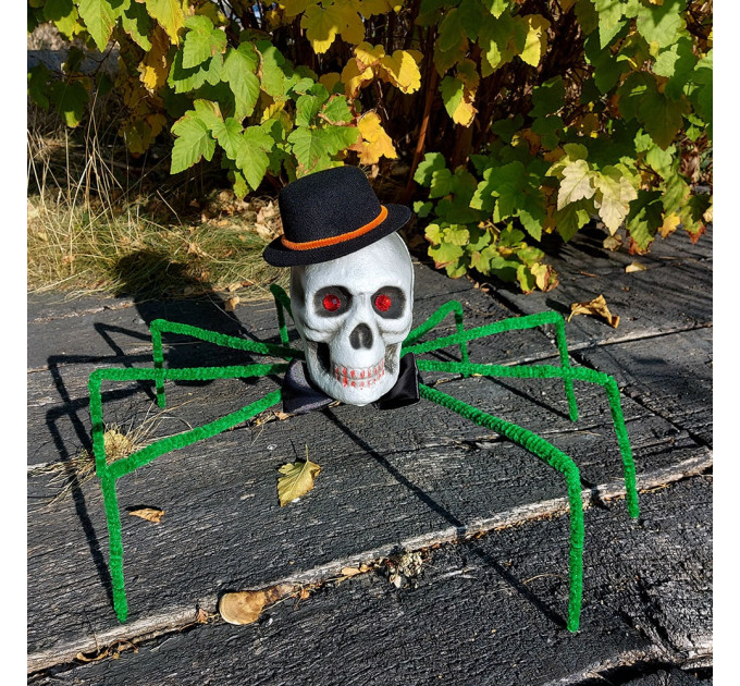 Павук готичний Король темряви 72см з черепом (зелений) 09948