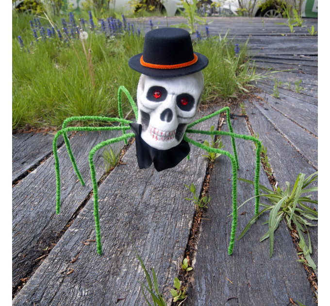 Павук готичний Король темряви 72см з черепом (зелений) 09948