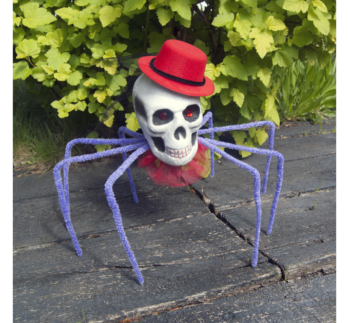 Павук готичний Королева темряви 72см з черепом (фіолетовий) 09951