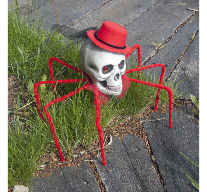 Павук готичний Королева темряви 72см з черепом (червоний) 09950