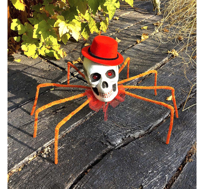 Паук готический Королева тьмы 72см с черепом (оранжевый) 09953