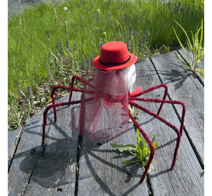 Паук готический Королева тьмы 72см с черепом (оранжевый) 09953