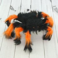 Паук из меха 30см (черный с оранжевым)