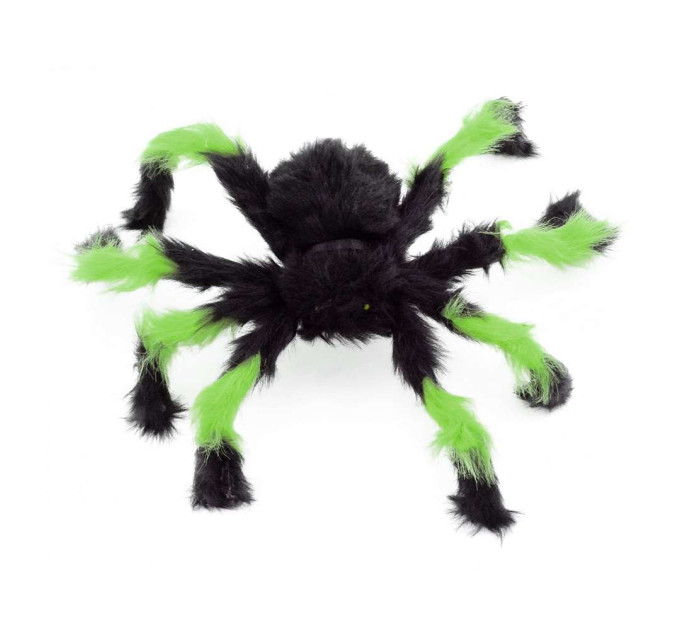 Павук з хутра 45см (чорний із зеленим)
