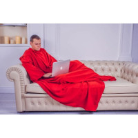 Плед с рукавами из флиса, 180х150 см (красный)