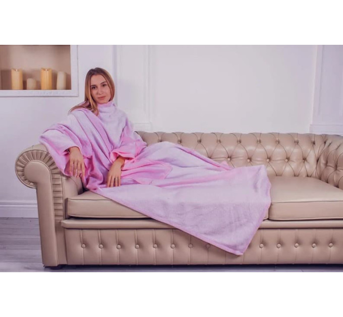 Плед с рукавами из флиса, 180х150 см (розовый)