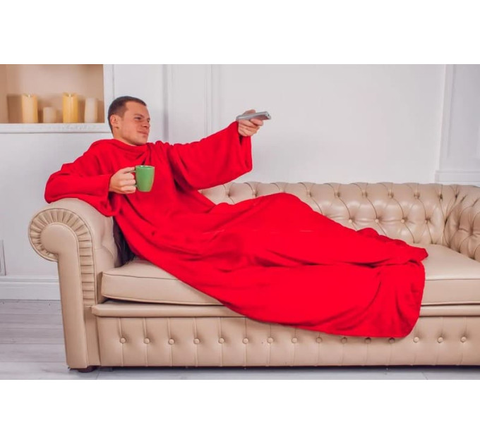 Плед із рукавами з мікрофібри, 200х150 см (червоний)