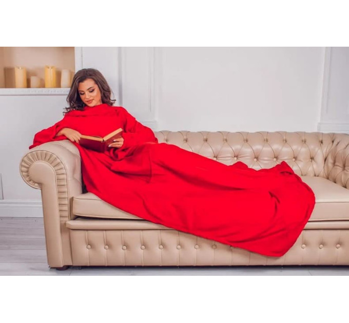 Плед із рукавами з мікрофібри, 200х150 см (червоний)