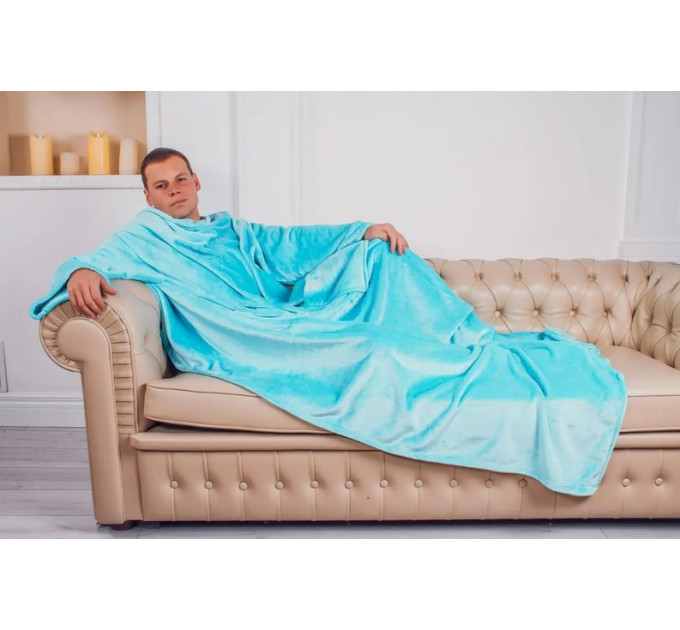 Плед із рукавами з мікрофібри, 200х150 см (ментоловий)