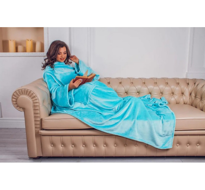 Плед із рукавами з мікрофібри, 200х150 см (ментоловий)