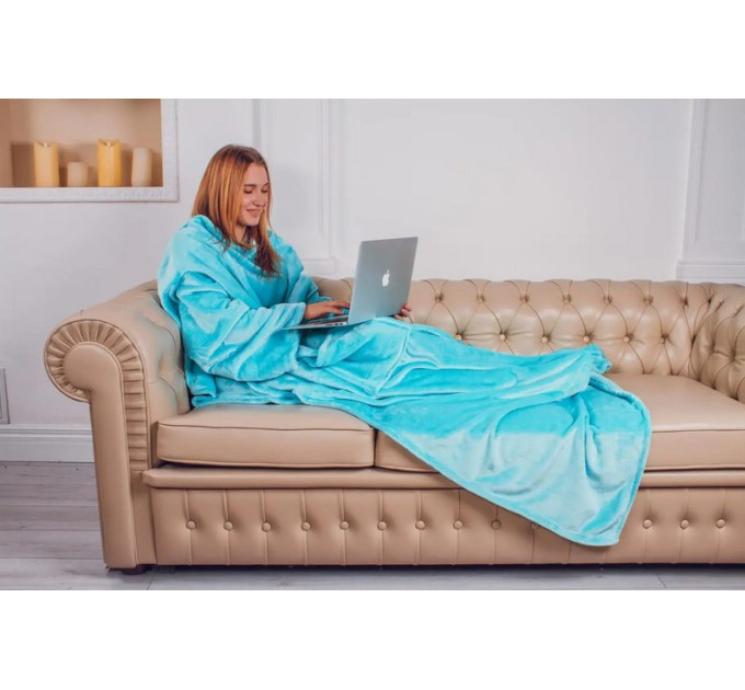 Плед із рукавами з мікрофібри, 200х150 см (ментоловий)