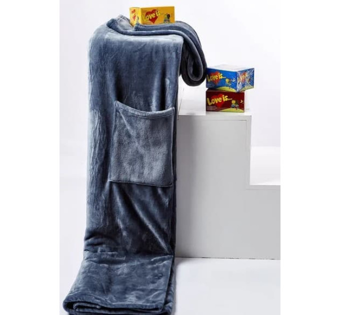 Плед із рукавами з мікрофібри, 200х150 см (сірий)