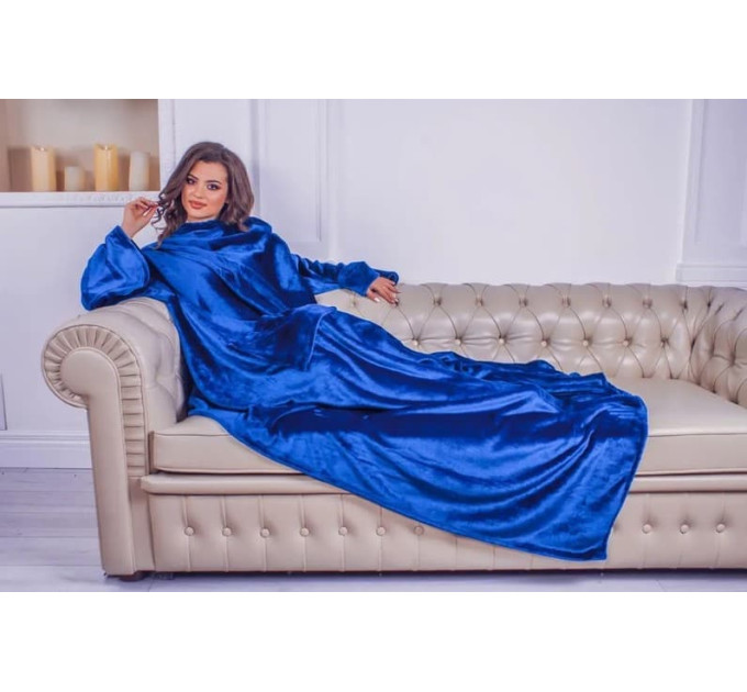 Плед с рукавами из микрофибры, 200х150 см (синий)