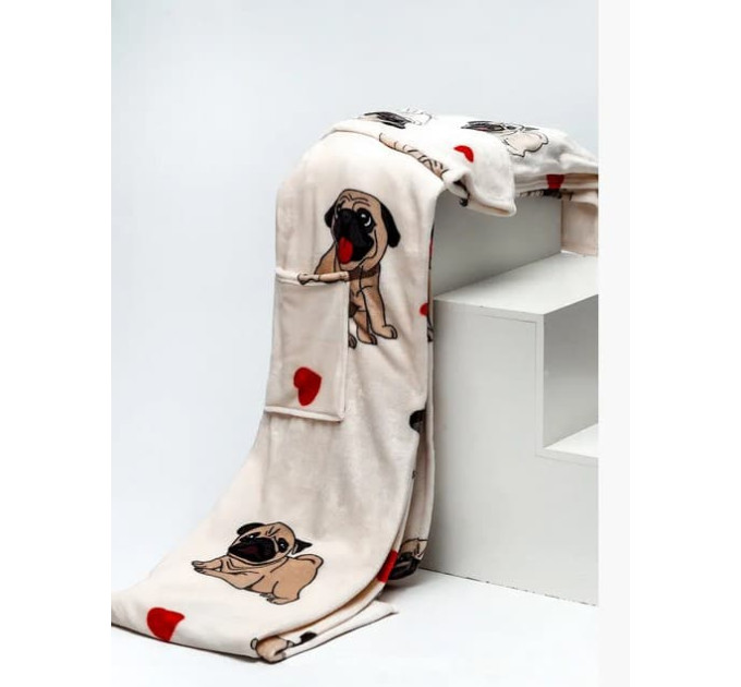 Плед с рукавами из микрофибры, 200х160 см (Бульдог)