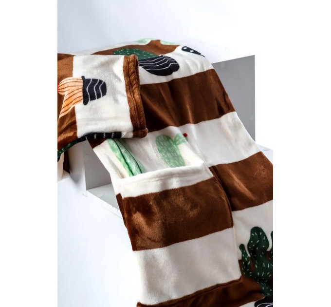 Плед с рукавами из микрофибры, 200х160 см (Кактус)